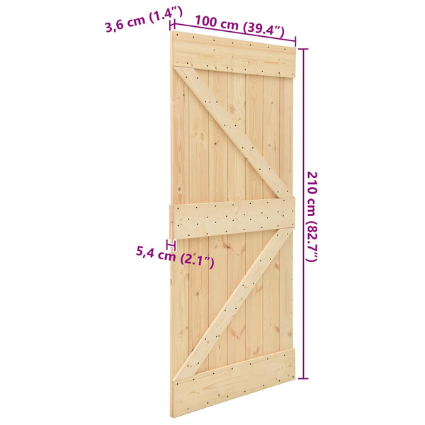 Ovi NARVIK 100 x 210 cm Massiivinen mänty (käsittelemätön)