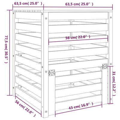 Komposti musta 63,5x63,5x77,5 cm täysi mänty