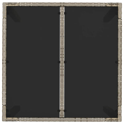 Puutarhapöytä lasilevyllä harmaa 90x90x75 cm polyrottinki