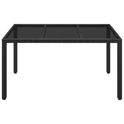 Puutarhapöytä lasipöytälevy musta 150x90x75 cm polyrottinki