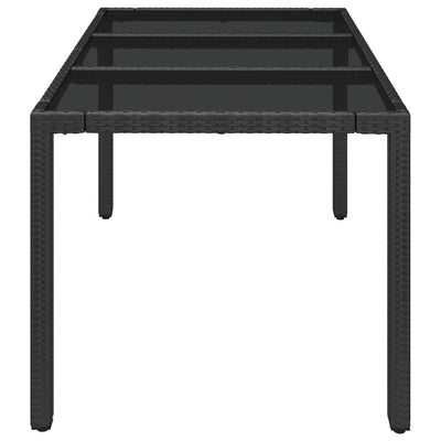 Puutarhapöytä lasipöytälevy musta 150x90x75 cm polyrottinki