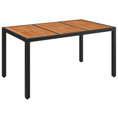 Puutarhapöytä puinen pöytälevy musta 150x90x75 cm polyrottinki