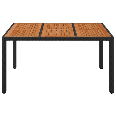 Puutarhapöytä puinen pöytälevy musta 150x90x75 cm polyrottinki