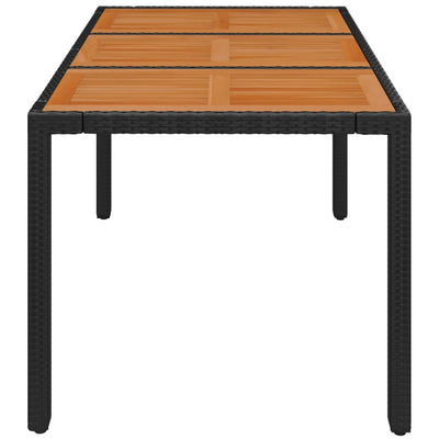 Puutarhapöytä puinen pöytälevy musta 150x90x75 cm polyrottinki