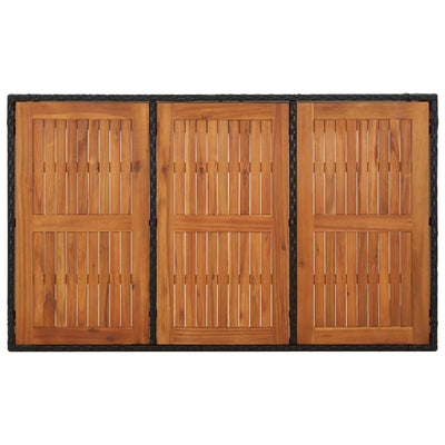 Puutarhapöytä puinen pöytälevy musta 150x90x75 cm polyrottinki
