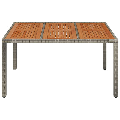 Puutarhapöytä puinen pöytälevy harmaa 150x90x75 cm polyrottinki