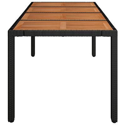 Puutarhapöytä puulevyllä musta 190x90x75 cm polyrottinki