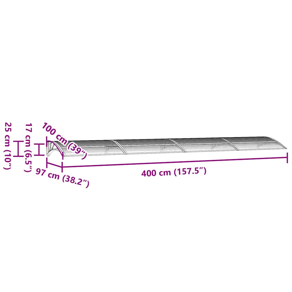 Ovikatos Maruleta musta 400x100 cm (polykarbonaatti)
