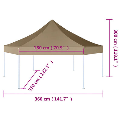 Kuusikulmainen pop-up katos 3,6x3,1 m taupe 220 g/m²