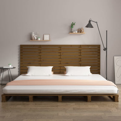 Sängynpääty seinälle hunajanruskea 156x3x91,5 cm täysi mänty