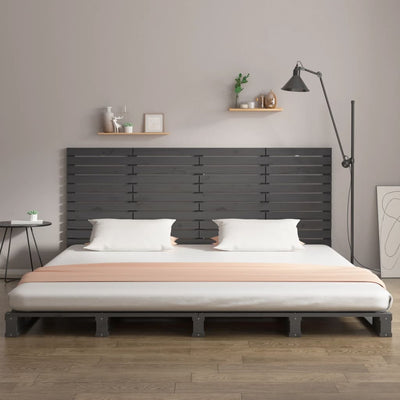 Sängynpääty seinälle harmaa 166x3x91,5 cm täysi mänty