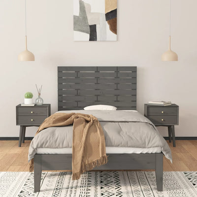 Sängynpääty seinälle harmaa 106x3x63 cm täysi mänty