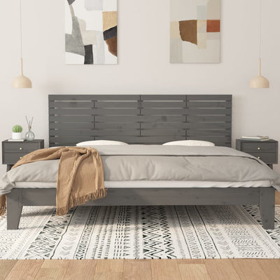 Sängynpääty seinälle harmaa 206x3x63 cm täysi mänty