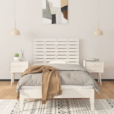 Sängynpääty seinälle valkoinen 96x3x63 cm täysi mänty