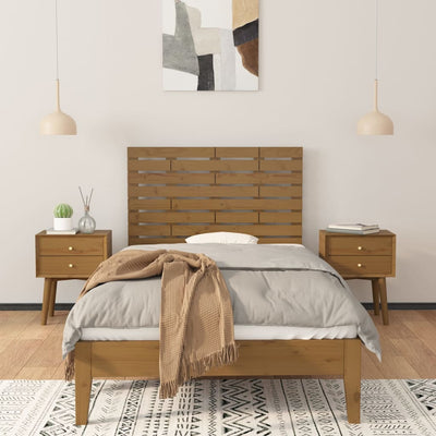 Sängynpääty seinälle hunajanruskea 96x3x63 cm täysi mänty