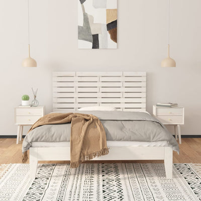 Sängynpääty seinälle valkoinen 126x3x63 cm täysi mänty