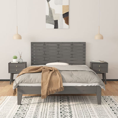 Sängynpääty seinälle harmaa 146x3x63 cm täysi mänty