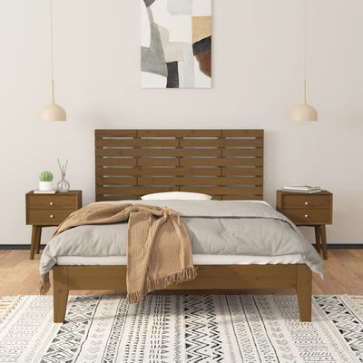 Sängynpääty seinälle hunajanruskea 146x3x63 cm täysi mänty