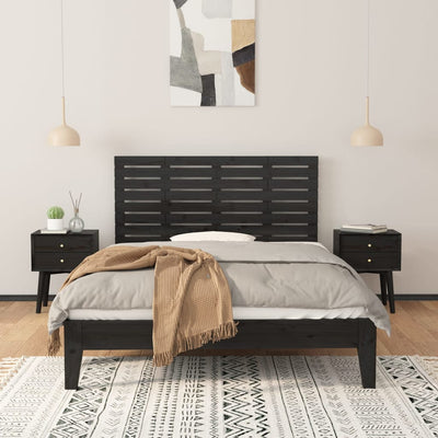Sängynpääty seinälle musta 156x3x63 cm täysi mänty