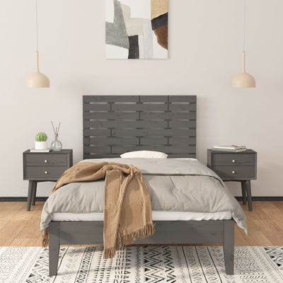 Sängynpääty seinälle harmaa 81x3x63 cm täysi mänty