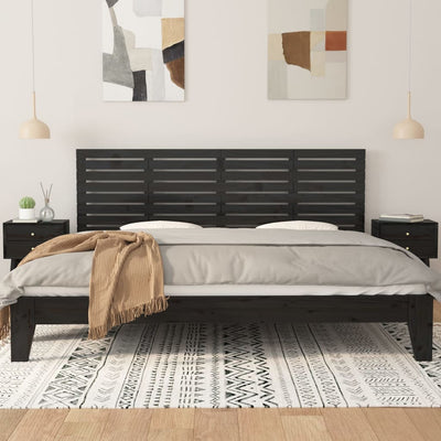 Sängynpääty seinälle musta 166x3x63 cm täysi mänty
