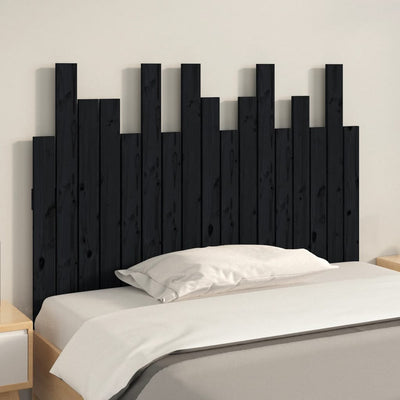 Sängynpääty seinälle musta 108x3x80 cm täysi mänty
