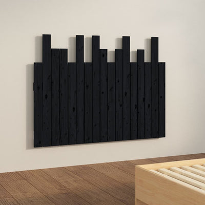 Sängynpääty seinälle musta 108x3x80 cm täysi mänty