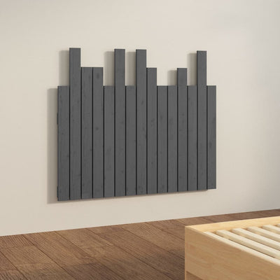 Sängynpääty seinälle harmaa 95,5x3x80 cm täysi mänty