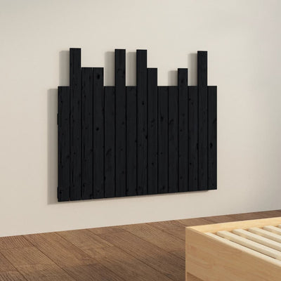 Sängynpääty seinälle musta 95,5x3x80 cm täysi mänty