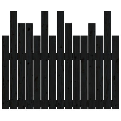 Sängynpääty seinälle musta 95,5x3x80 cm täysi mänty