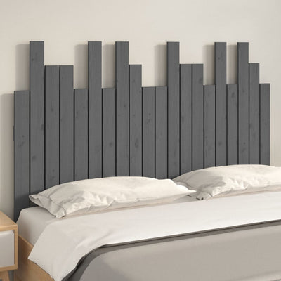 Sängynpääty seinälle harmaa 127,5x3x80 cm täysi mänty