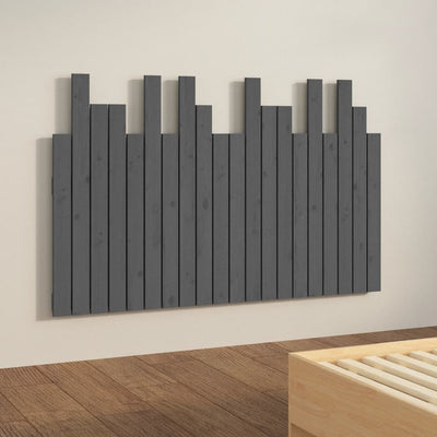 Sängynpääty seinälle harmaa 127,5x3x80 cm täysi mänty