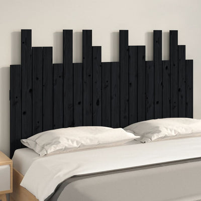 Sängynpääty seinälle musta 127,5x3x80 cm täysi mänty