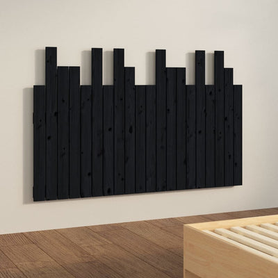 Sängynpääty seinälle musta 127,5x3x80 cm täysi mänty