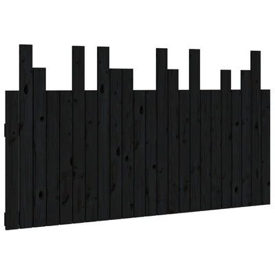 Sängynpääty seinälle musta 146,5x3x80 cm täysi mänty