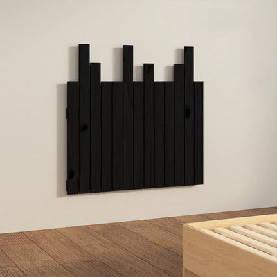 Sängynpääty seinälle musta 82,5x3x80 cm täysi mänty