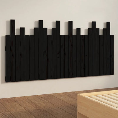 Sängynpääty seinälle musta 166x3x80 cm täysi mänty