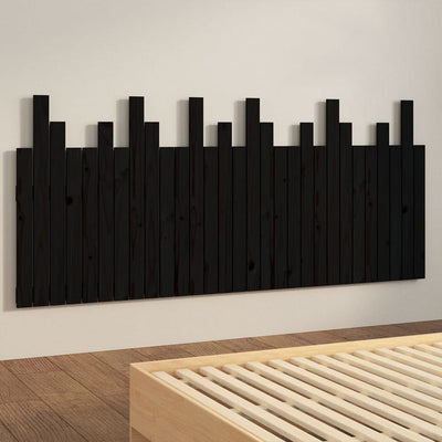 Sängynpääty seinälle musta 185x3x80 cm täysi mänty