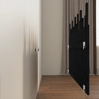 Sängynpääty seinälle musta 185x3x80 cm täysi mänty