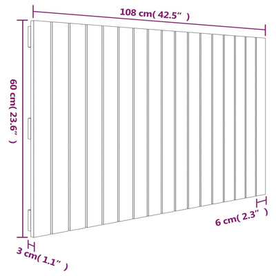 Sängynpääty seinälle harmaa 108x3x60 cm täysi mänty