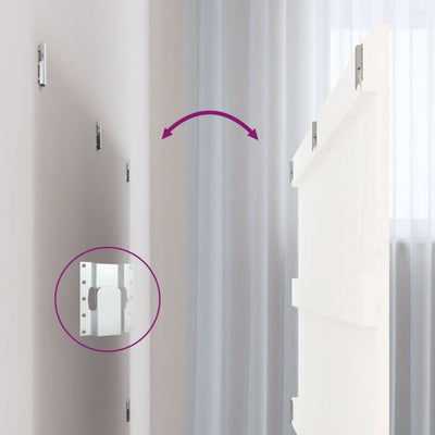 Valkoinen sängynpääty seinälle Virvora 204x3x60cm (mänty)