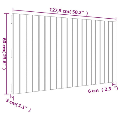Sängynpääty seinälle harmaa 127,5x3x60 cm täysi mänty