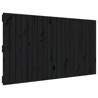 Sängynpääty seinälle musta 127,5x3x60 cm täysi mänty