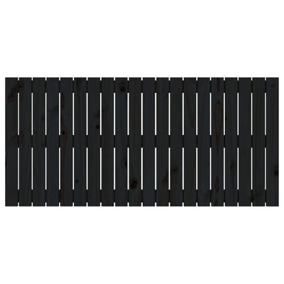 Sängynpääty seinälle musta 127,5x3x60 cm täysi mänty