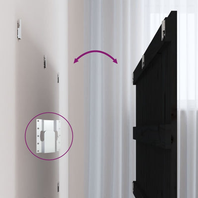 Musta sängynpääty seinälle Virvora 127,5x3x60cm (mänty)