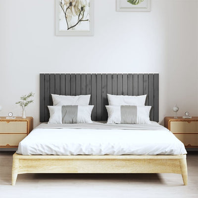 Sängynpääty seinälle harmaa 147x3x60 cm täysi mänty