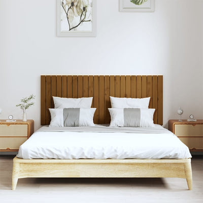 Sängynpääty seinälle hunajanruskea 147x3x60 cm täysi mänty