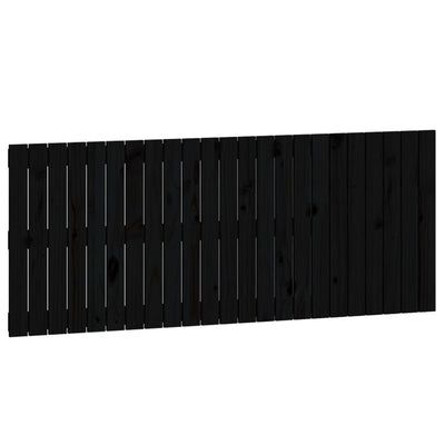 Sängynpääty seinälle musta 147x3x60 cm täysi mänty