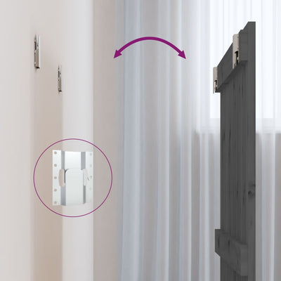 Harmaa sängynpääty seinälle Virvora 82,5x3x60cm (mänty)