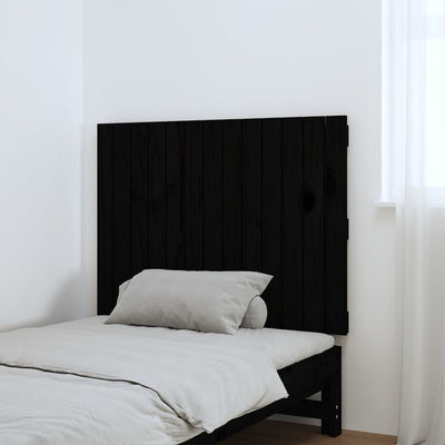 Sängynpääty seinälle musta 82,5x3x60 cm täysi mänty